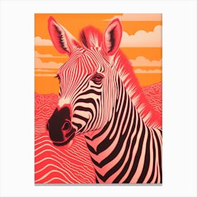 Zebra Pink Orange Line Portrait 1 Canvas Print