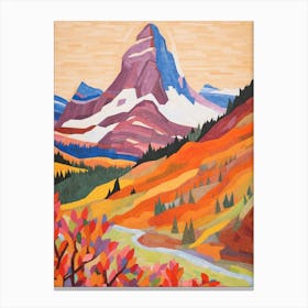 Mount Assiniboine Canada 1 Colourful Mountain Illustration Canvas Print