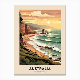 Great Ocean Walk Australia 1 Vintage Hiking Travel Poster Canvas Print