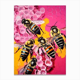 Honey Comb Colour Pop Bees 4 Canvas Print