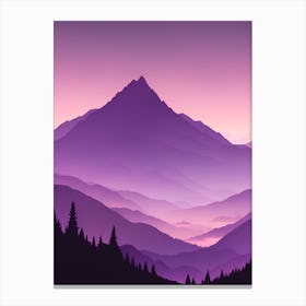 Misty Mountains Vertical Composition In Purple Tone 53 Canvas Print
