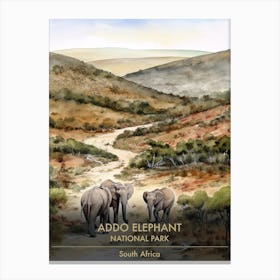 Addo Elephant National Park South Africa Watercolour 4 Canvas Print