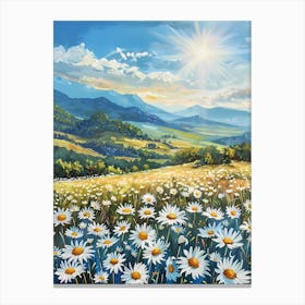 Daisy Field Under Sunshine Canvas Print