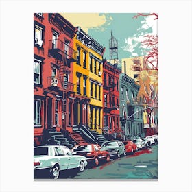 Greenwich Village New York Colourful Silkscreen Illustration 3 Canvas Print