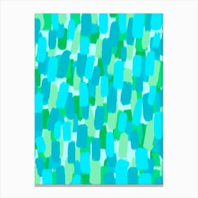 Blue and Green Abstract Brush Stroke Effect Canvas Print