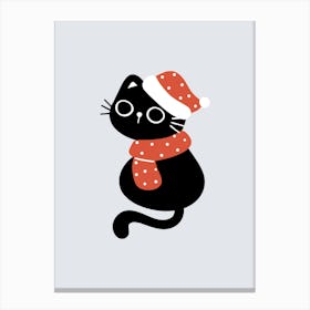 Santa Cat cute christmas illustration Canvas Print