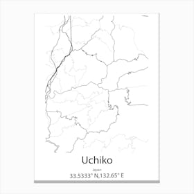 Uchiko,Japan Minimalist Map Stampe su tela