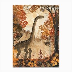 Dinosaur In An Autumnal Forest 4 Canvas Print