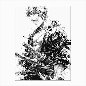 Zoro Black And White Canvas Print