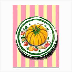 A Plate Of Pumpkins, Autumn Food Illustration Top View 62 Canvas Print