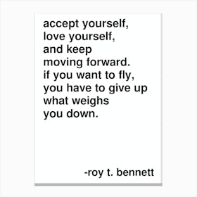 Love Yourself Roy Bennett Statement Quote In White Canvas Print