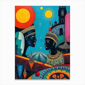 Nubian Couple Abstraction Canvas Print