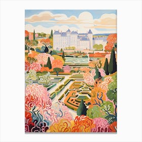 Chateau De Villandry Gardens, France In Autumn Fall Illustration 0 Canvas Print