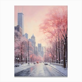 Dreamy Winter Painting Chicago Usa 3 Canvas Print