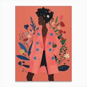 Afro Girl In Pink Coat Canvas Print