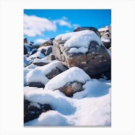 Snow Covered Stones in the Mountains Canvas Print