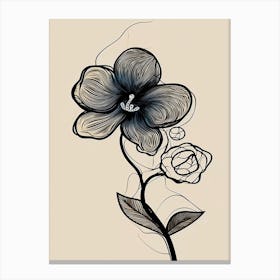 Line Art Orchids Flowers Illustration Neutral 5 Canvas Print