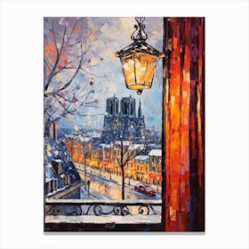 Winter Cityscape Paris France 2 Canvas Print