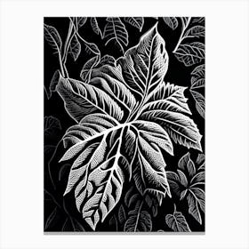 Raspberry Leaf Linocut 3 Canvas Print