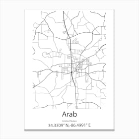 Arab,United States Minimalist Map Canvas Print