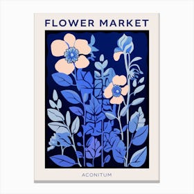 Blue Flower Market Poster Aconitum 1 Canvas Print