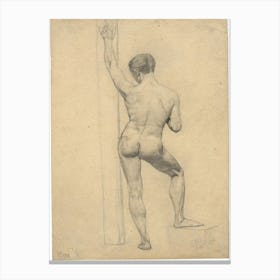 Male Academy Nude, Back View, Gustav Klimt Canvas Print
