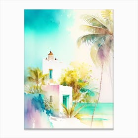 Isla Holbox Mexico Watercolour Pastel Tropical Destination Canvas Print