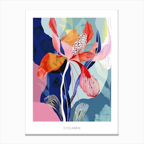 Colourful Flower Illustration Poster Cyclamen 4 Canvas Print