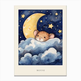 Baby Mouse 1 Sleeping In The Clouds Nursery Poster Canvas Print