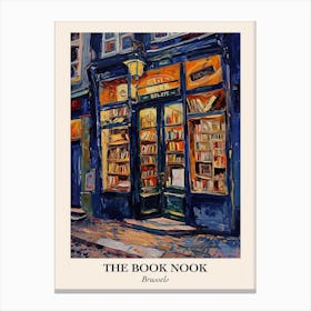 Brussels Book Nook Bookshop 1 Poster Canvas Print