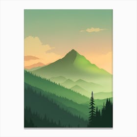 Misty Mountains Vertical Composition In Green Tone 176 Canvas Print