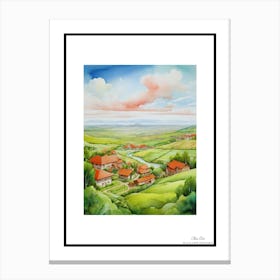 Green plains, distant hills, country houses,renewal and hope,life,spring acrylic colors.47 Canvas Print