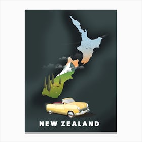New Zealand Travel Map Canvas Print