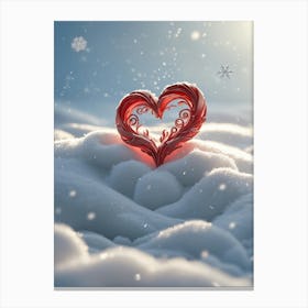 Heart In The Snow Canvas Print