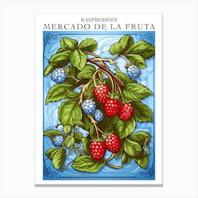 Mercado De La Fruta Raspberries Illustration 2 Poster Canvas Print