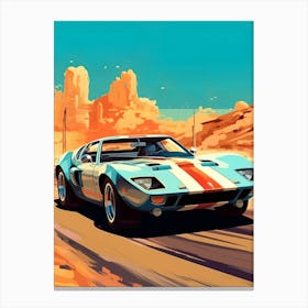 Ford Gt Retro Racing Car Canvas Print