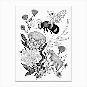 Bees 1 William Morris Style Canvas Print