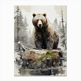 Brown Bear In The Woods Canvas Print