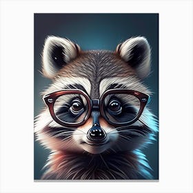 Raccoon Wearing Glasses Portrait Canvas Print