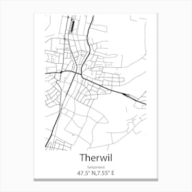 Therwil,Switzerland Minimalist Map Canvas Print