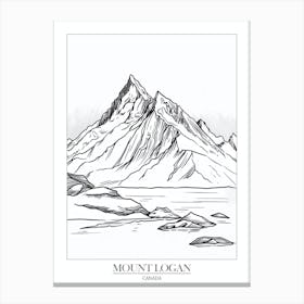 Mount Logan Canada Line Drawing 4 Poster Canvas Print