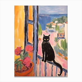 Painting Of A Cat In Nice France 4 Canvas Print