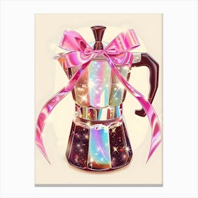 Coffee Pot With Bow Canvas Print