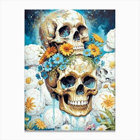 Surrealist Floral Skull Painting (40) Canvas Print