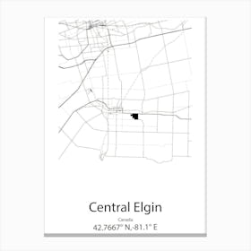 Central Elign,Canada Minimalist Map Canvas Print