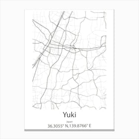 Yuki,Japan Minimalist Map Stampe su tela