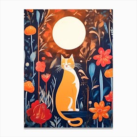 Cat by the Moonlight Canvas Print