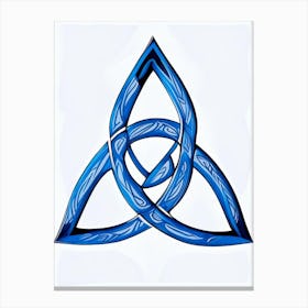 Triquetra Symbol Blue And White Line Drawing Canvas Print