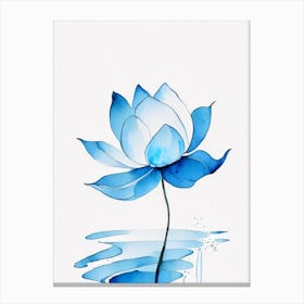 Blue Lotus Minimal Watercolour 3 Canvas Print