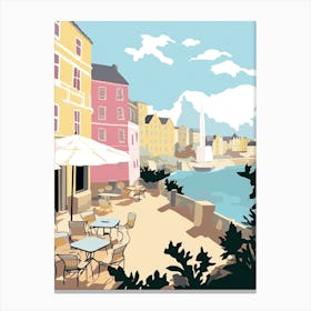 Biarritz, France, Flat Pastels Tones Illustration 2 Canvas Print